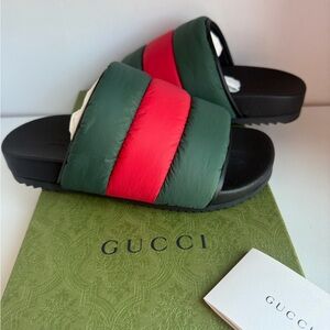 Gucci Green and Red Slide Sandals
